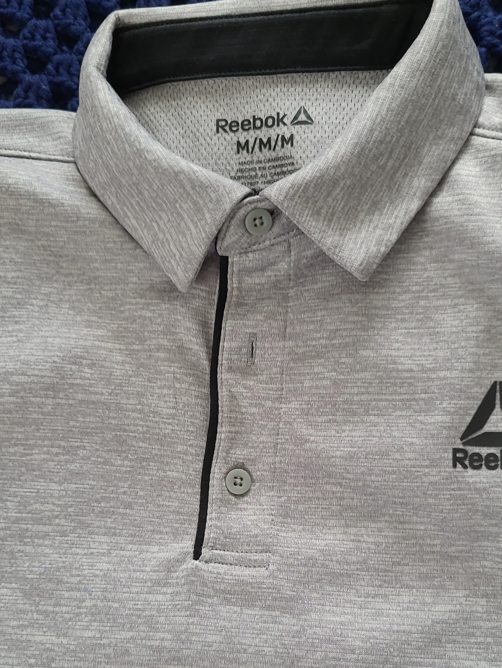 Reebok Men's Light Gray Heather Polo with Black Trim